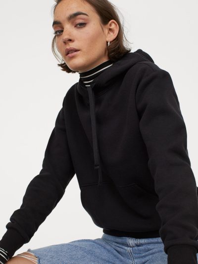 Solid Black Woven Boxy T-Shirt Dress